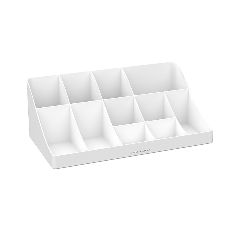 Mind Reader 11 Compartment Plastic Coffee Cup and Condiment Organizer, White (COMORG-WHT) image 1