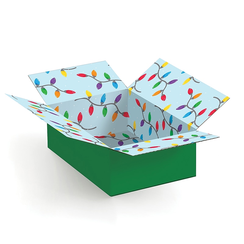 6" x 4" x 2" Decorative Holiday Lights Shipping Box, Small Gift Packaging, 200# Mullen Rated, 2/Pack (2024052) image 1
