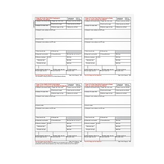 TOPS 2022 W-2 Employee's Copies Cut Sheet Tax Form, 1 Part, 8.5" x 11", 100 Forms/Pack (LW24UPALT100)