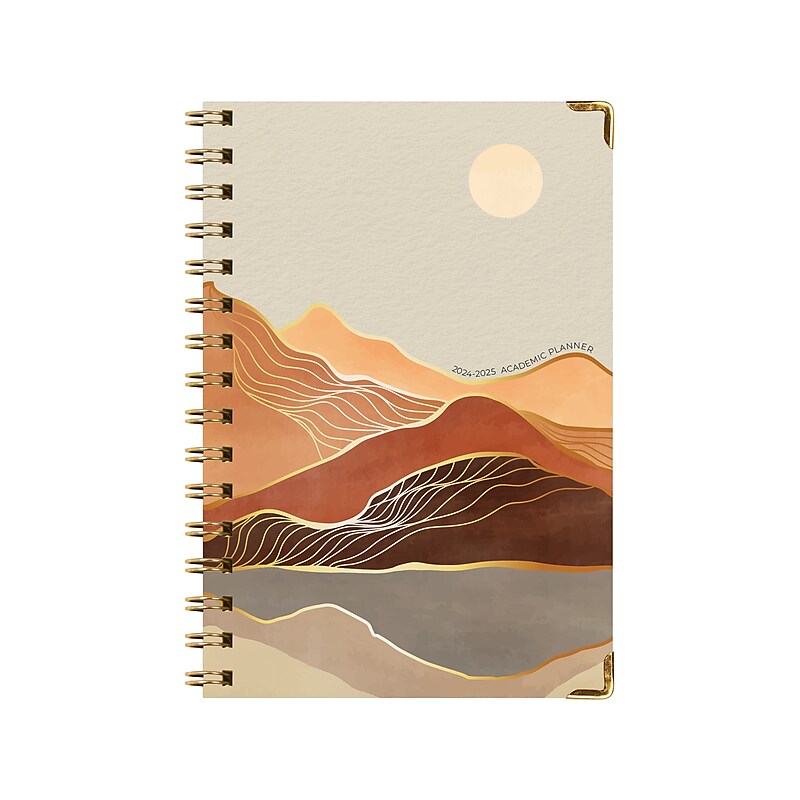 2024-2025 Global Printed Products Golden Desert 5.5" x 8" Academic Weekly & Monthly Planner, Paper Cover, Multicolor image 1