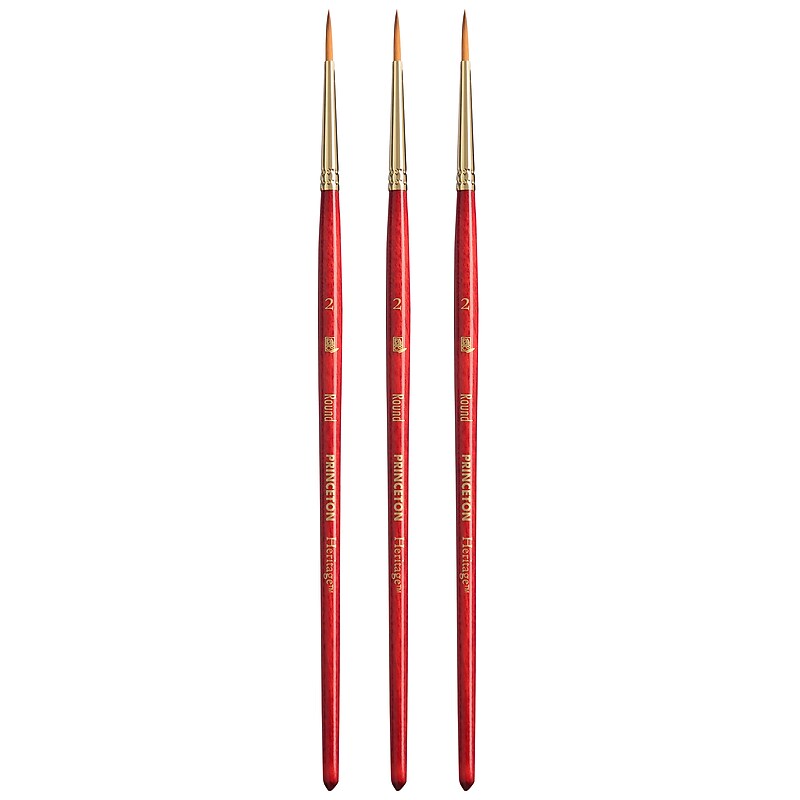 Princeton Heritage Short Handle Watercolor Synthetic Round Brush, 3/Pack (PBXP4050R2-3) image 1