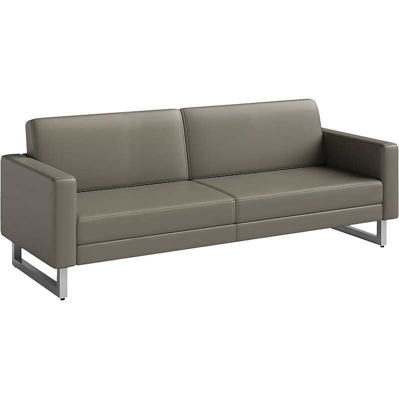 Safco Mirella 77" Vinyl Lounge Sofa, Gray (1730MRL2SLVGR) image 1