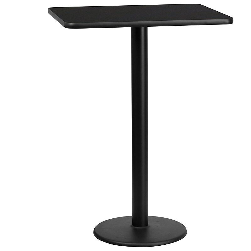 Flash Furniture Laminate Table Top with 18'' Round Bar-Height Table Base, 24'' x 30'', Black (XUBK2430TR18B) image 1