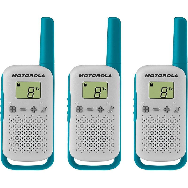 Motorola Talkabout Portable FRS 2-Way Radios, White/Blue, 3/Pack (T114TP) image 1