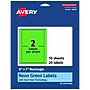 Avery Laser/Inkjet Multipurpose Rectangle Labels, 5" x 7", Neon Green, 20/Pack (94258)~#|#~CB597318-89F3-44CF-93B54CA2D7F88B81_sc7
