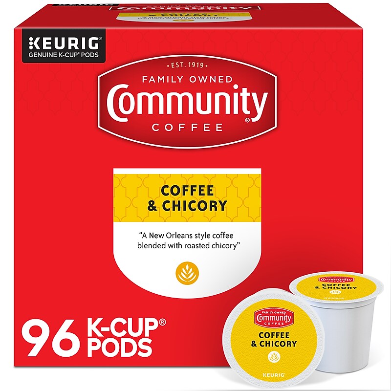 Community Coffee Coffee & Chicory Coffee Keurig® K-Cup® Pods, Medium Roast, 96/Carton (5000374326CT) image 1