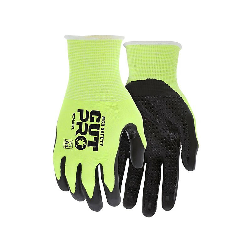 MCR Safety Cut Pro Hypermax Fiber/Nitrile Work Gloves, Lime/Black, XL, Pair (92748HVXL) image 1