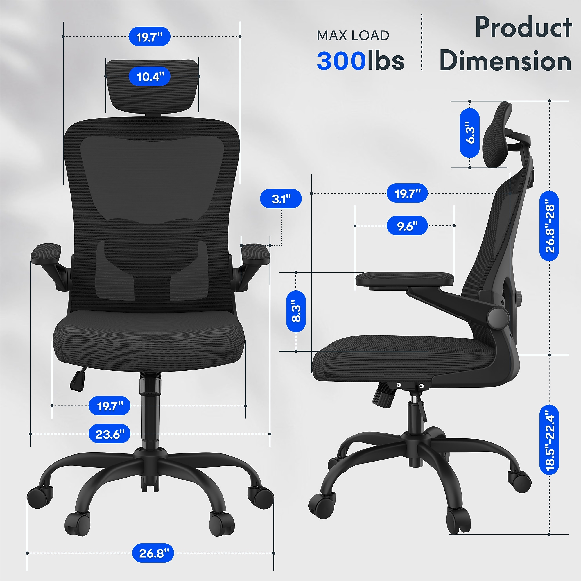 FlexiSpot Pro Comfort Swivel Computer and Desk Chair, Black (OC1BK-SD-DP) Sansujyuku sansujyuku.com