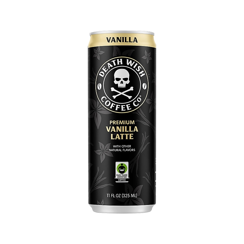 Death Wish Coffee Co. Vanilla Latte Cold Brew Coffee Can, Medium Roast, 11 fl. oz., 12/Carton (LRVNLA12) image 1