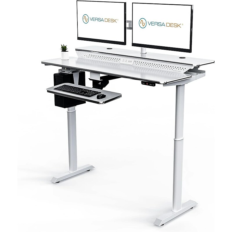 VersaDesk PowerLift Split-Level 48"W Electric Rectangular Adjustable Standing Desk, White (PL2SD4830-WW) image 1