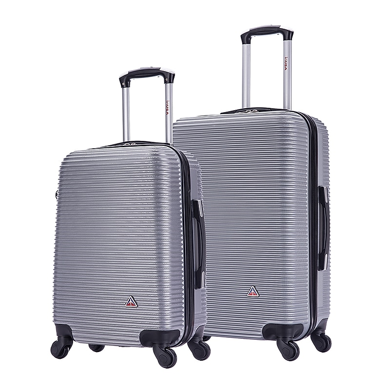 InUSA Royal 2-Piece Hardside Spinner Luggage Set, TSA Checkpoint Friendly, Silver (IUROY0SM-SIL) image 1