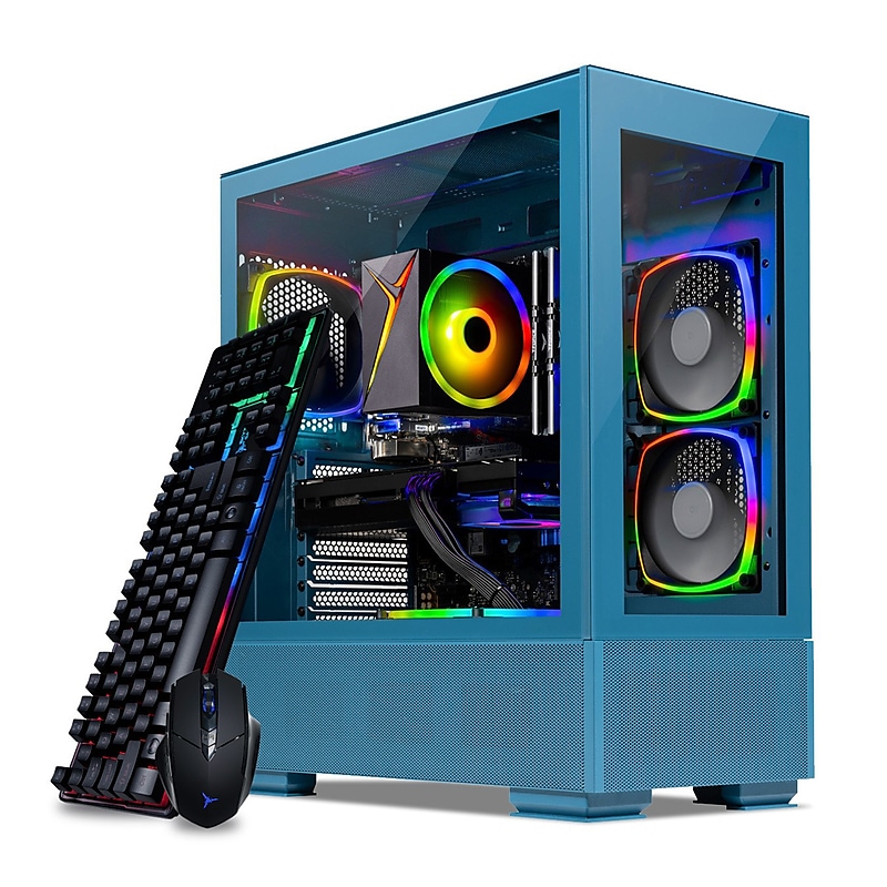 Skyetch Azure 3 Gaming Desktop Computer, Intel Arc A750, Intel Core i5-13400F, 16GB RAM, 1TB SSD, Windows 11, Blue image 1