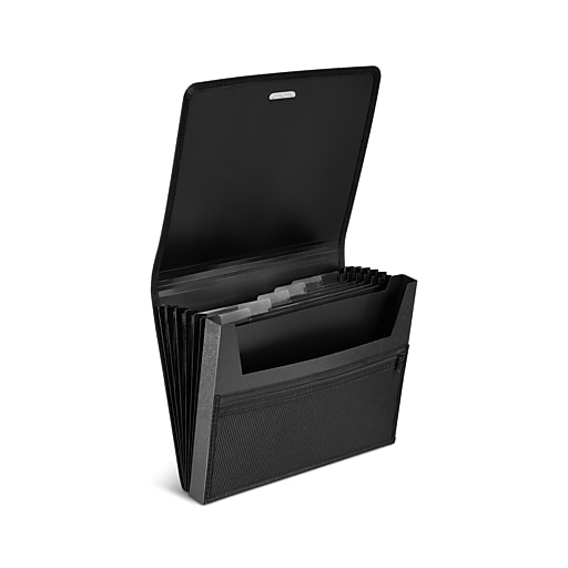 Staples Plastic Accordion File, 7-Pocket, Letter Size, Black