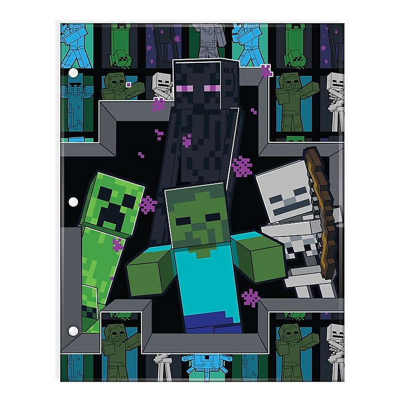 Innovative Designs Minecraft 3-Hole Punched 2 Pocket Portfolio Folder, Multicolored (716604MCR-SA) image 1