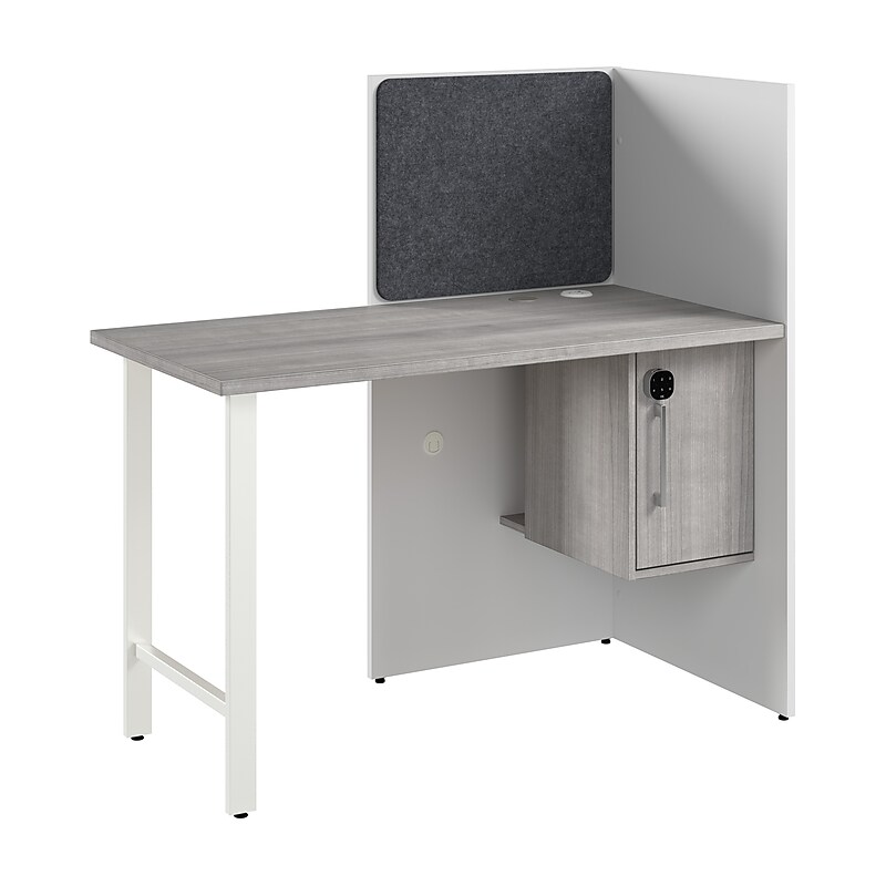 Bush Business Furniture Hustle 48"W Cubicle Workstation, White/Platinum Gray (HUCB248WHPG) image 1