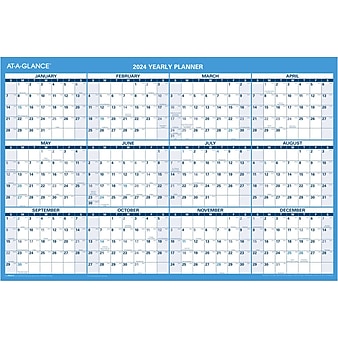 2024 AT-A-GLANCE 36" x 24" Yearly Wet-Erase Wall Calendar, Reversible, Blue (PM200-28-24)