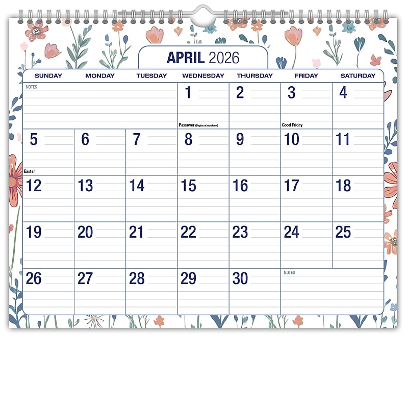 2026-2027 Excello Brands 12" x 15" Academic Monthly Wall Calendar, Colorful Botanicals (RAY27-1512WC-30) image 1
