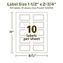 Avery EcoFriendly Laser/Inkjet Rectangle Multipurpose Labels, 1-1/2" x 2-3/4", White, 100/Pack (94230)~#|#~CB8F2AF1-4DDB-4B8E-9258097CBBB14889_sc7