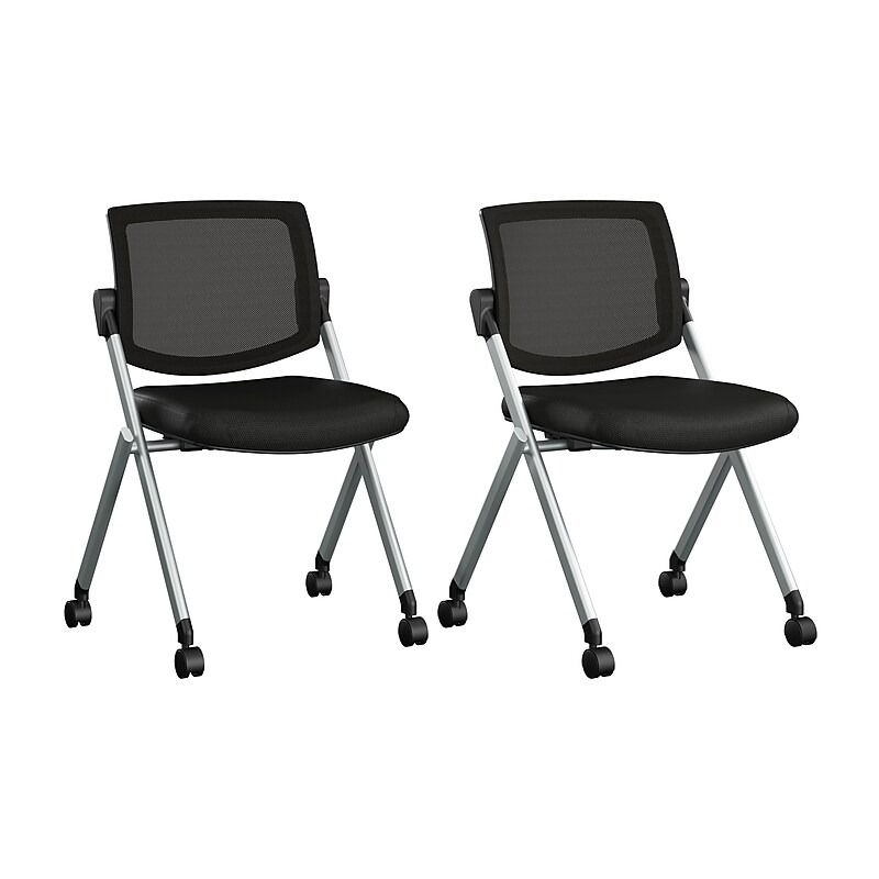 Bush Business Furniture Envision Mesh Folding Chairs, Black, 2/Set (CH4002BLF-03) image 1