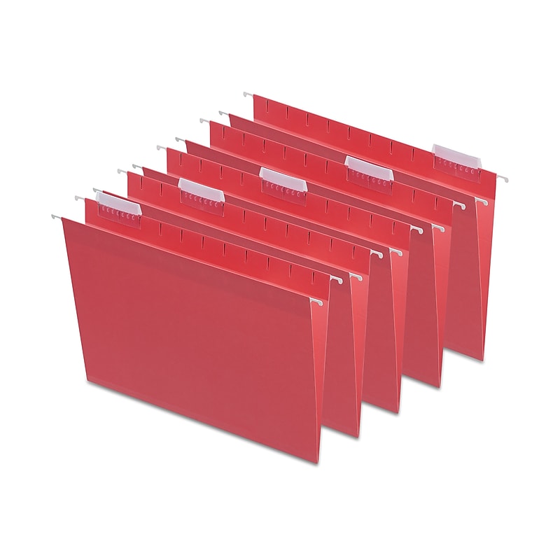 Staples® Hanging File Folders, 1/5-Cut Tab, Letter Size, Red, 25/Box (ST163535-CC) image 1