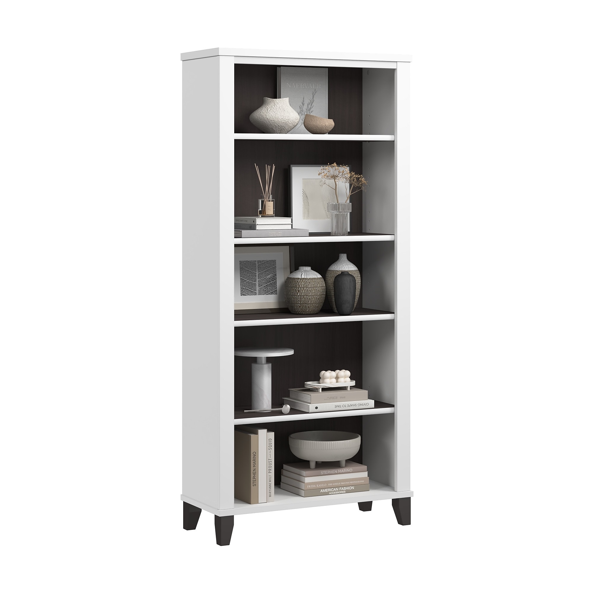 Bush Home Somerset Tall 5 Shelf Bookcase, Storm Gray/White (WC81065) Sansujyuku sansujyuku.com