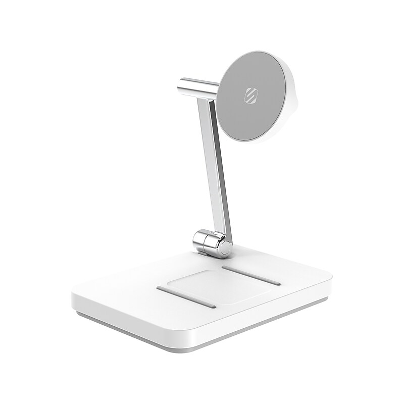scosche BASECHARGE Wireless MagSafe Compatible Stand with Power Bank for Most Smartphones, 5000mAh, White (MSQSWT-SP) image 1