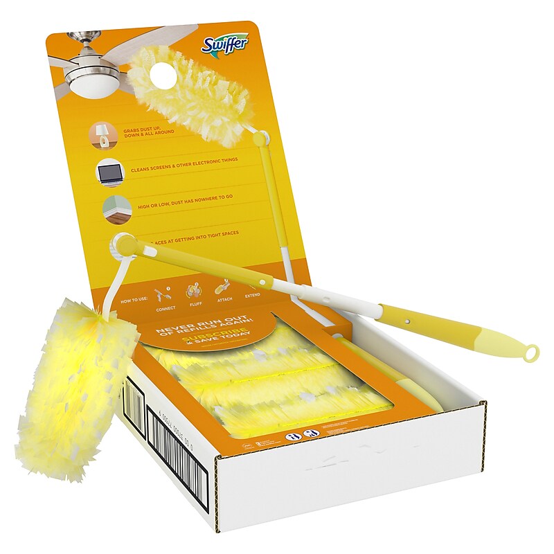 Swiffer 360 Heavy Duty 3 ft. Telescoping Duster Kit, Yellow, 12 Dusters/Box (77300) image 1