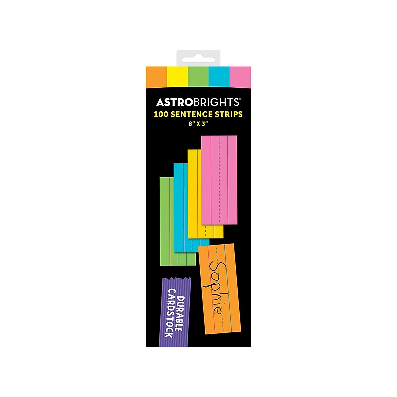 Astrobrights Sentence Strips, Assorted Colors, 100/Pack (91040) image 1