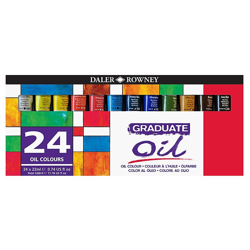 Daler-Rowney Graduate Oil Paint, Assorted Colors, 22ml, 24/Set (DRWD1175220243) image 1