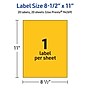Avery Laser/Inkjet Rectangle Multipurpose Labels, 8.5" x 11", Bright Yellow, 20/Pack (94269)~#|#~CBCF76B6-DE2F-4713-A2719F772E3C5470_sc7