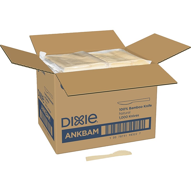 Dixie Compostable Bamboo Knife, Brown, 1000/Box (ANKBAM) image 1