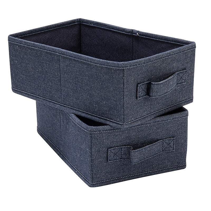 Household Essentials Rectangular Storage Drawer, Denim with Handle, 2/Set (HE1071) image 1