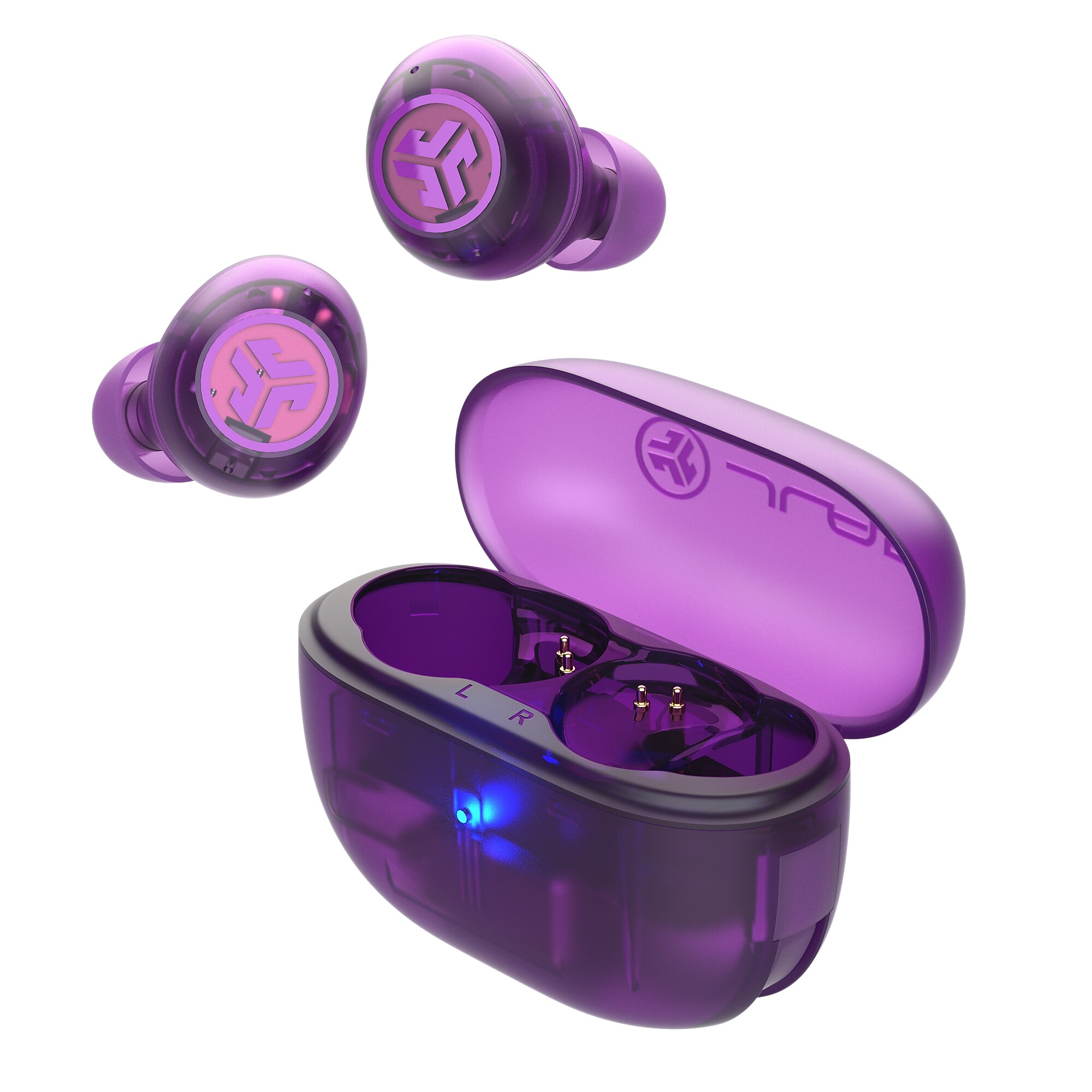 JLab GO POP ANC True Wireless Earbuds, Transparent Purple (EBGOANCRTRAPUR124) Simolary simolary.com