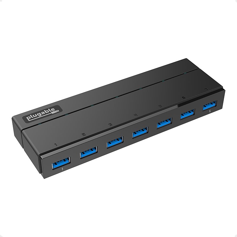 Plugable 7-Port USB 3.0 Hub, Black (USB3-HUB7C) image 1