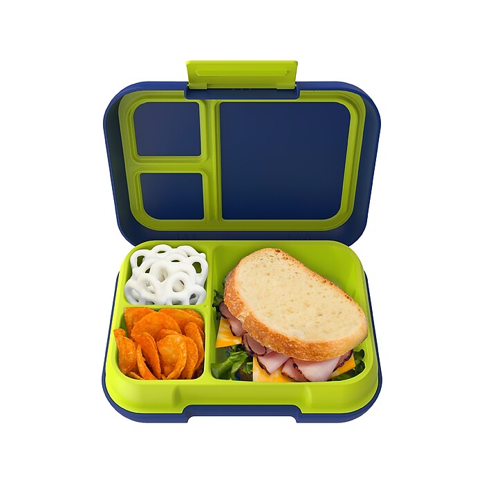 bentgo Pop Bento Box, 4-Compartment, Navy Blue/Chartreuse (BGOPOP