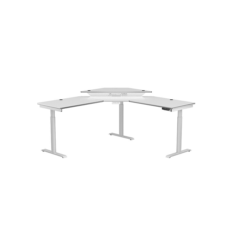 VersaDesk PowerLift 72"W Electric Corner Adjustable Standing Desk, White (PLCSD7272-WW-APP) image 1