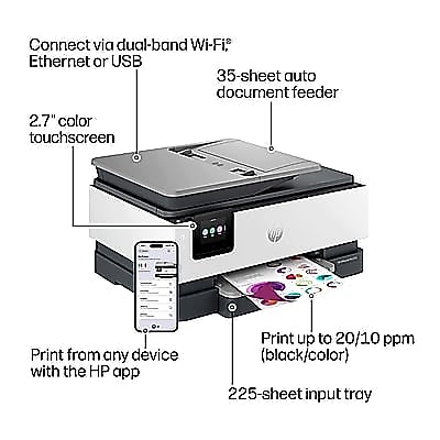 HP OfficeJet Pro 8125 Wireless Color All-In-One Inkjet Printer, Best for Home Office, 3 Months Free Instant Ink (C2VJ4A) Sansujyuku sansujyuku.com