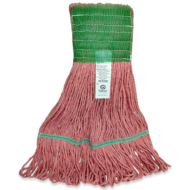 Baseline Twist Looped-End Wet Mop Head, Blend, 16 oz., 5" Headband, Red (BL63333) image 1