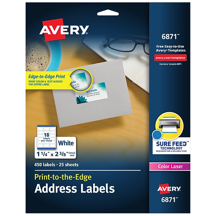 Avery Print-to-the-Edge Laser Address Labels, 1-1/4
