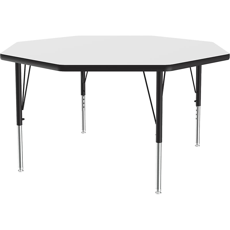 Correll Octagonal Activity Table, 48" x 48", Height-Adjustable, Frosty White/Black (A48DE-OCT-80) image 1