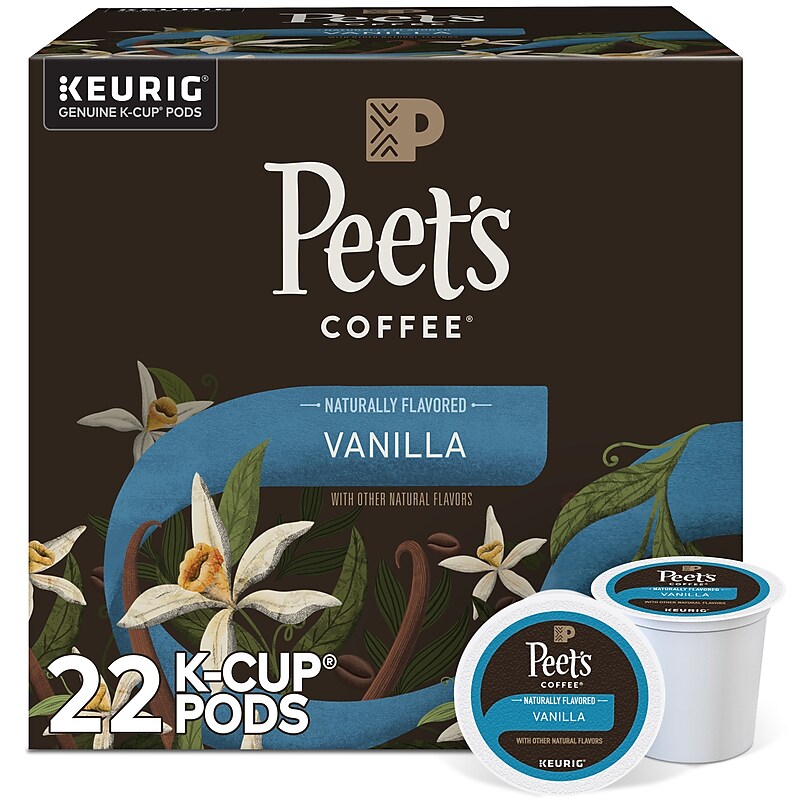 Peet's Coffee Vanilla Coffee, Keurig K-Cup Pod, Light Roast, 22/Box (5000376697) image 1