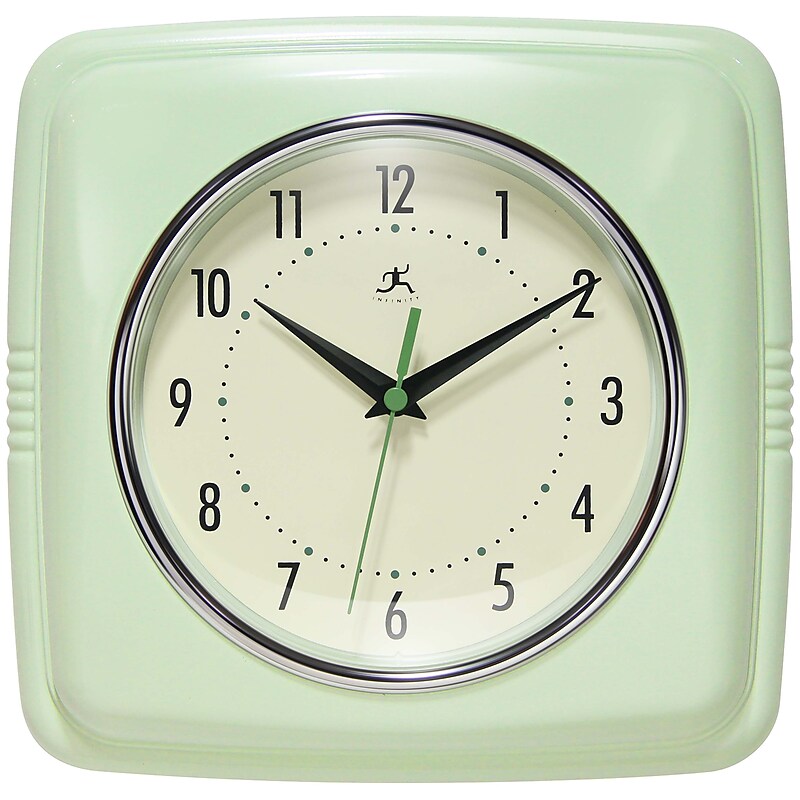 Infinity Instruments Square Retro Mint Green Wall Clock, 9.25" (13228MM-4103) image 1