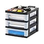 Iris 3-Compartment Stackable Desktop Storage Drawer, Black/Translucent White (116351)~#|#~CC1800FE-C65D-4026-BD4BF284BA763120_sc7