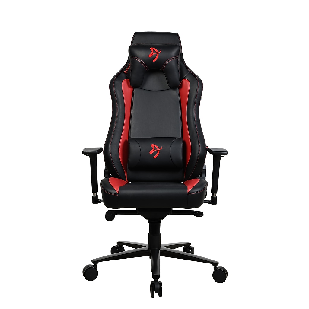 Arozzi racing-style gaming chair in black with red accents, front view