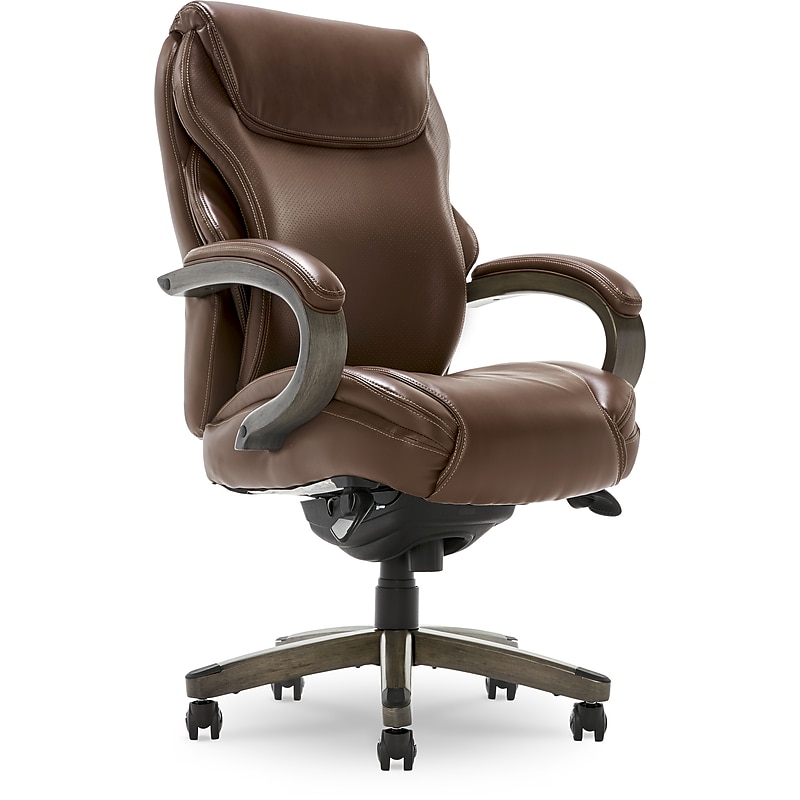 La-Z-Boy Hyland Ergonomic Faux Leather Swivel Executive Chair, Brown (CHR10044C) image 1