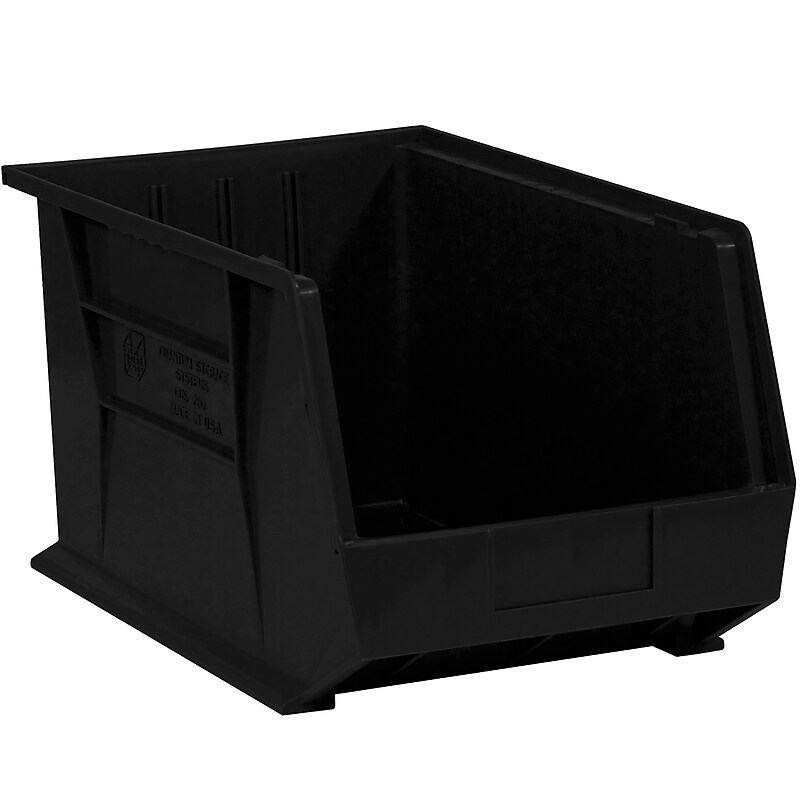 BOX 10 3/4" x 8 1/4" x 7" Plastic Stack and Hang Bin Box, Black image 1