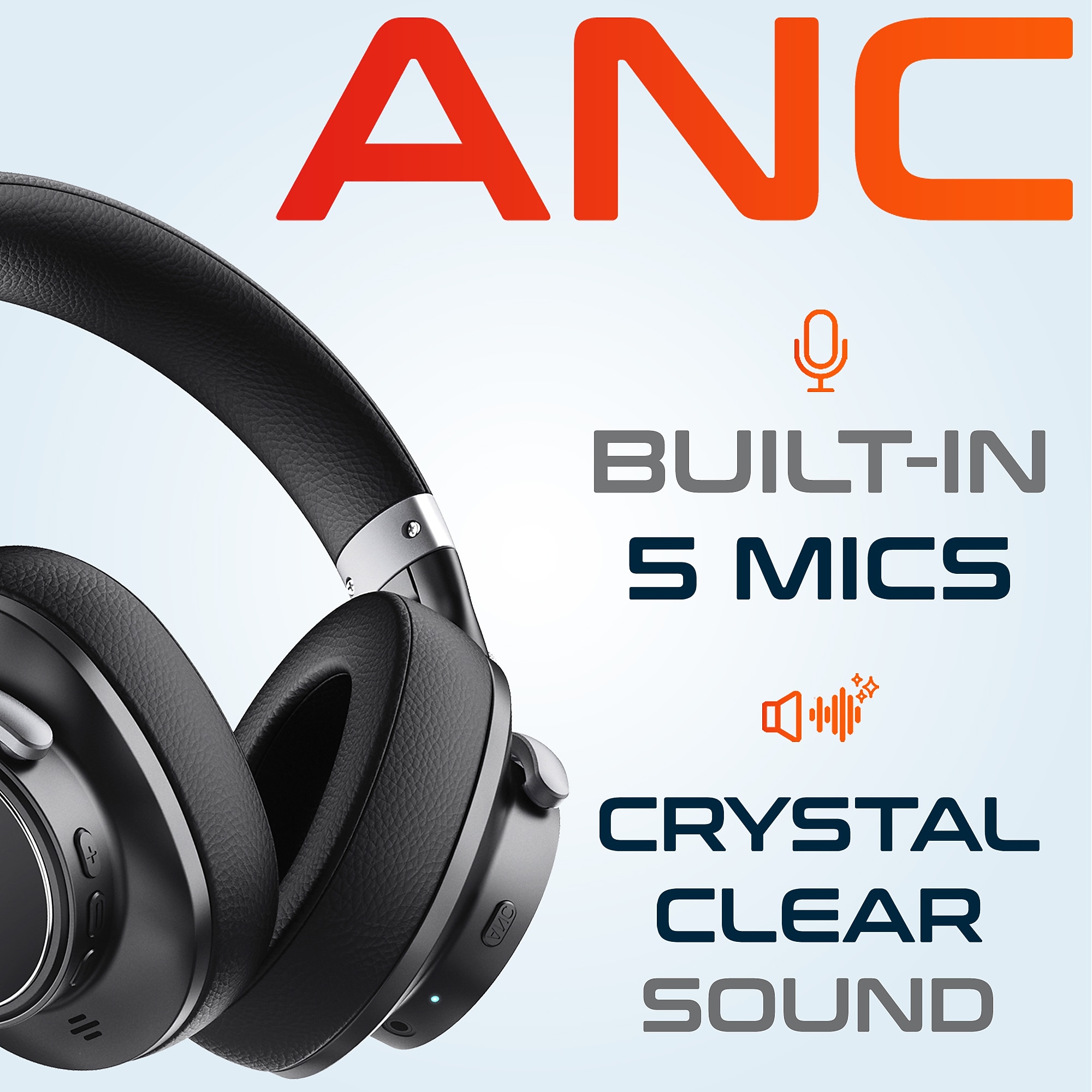Delton M201 Wireless Active Noise Canceling Over-Ear Headphones, Bluetooth, Black (DHBM201) Sansujyuku sansujyuku.com