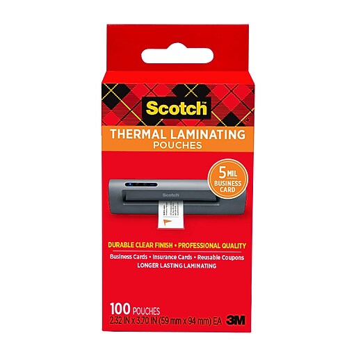 Scotch Thermal Laminating Pouches, Business Card, 5 Mil (TP5851100