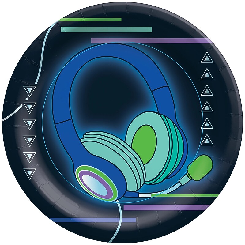 Party City Game On 7" Paper Plates, Multicolored, 8 Plates/Pack (AM544899) image 1