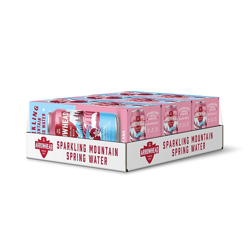Arrowhead Snowberry Raspberry Vanilla Flavored Sparkling Water, 12 oz., 24 Cans/Carton (19990704) image 1